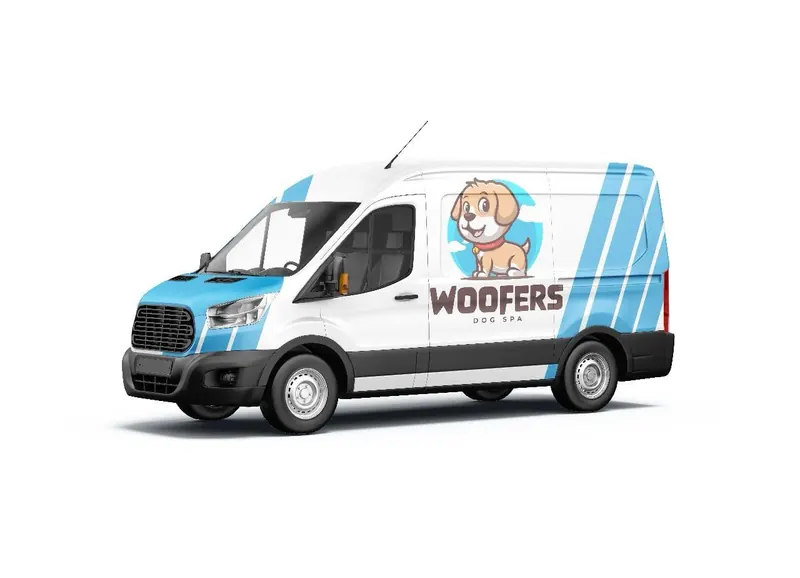 Woofers Dog Spa mobile grooming van exterior