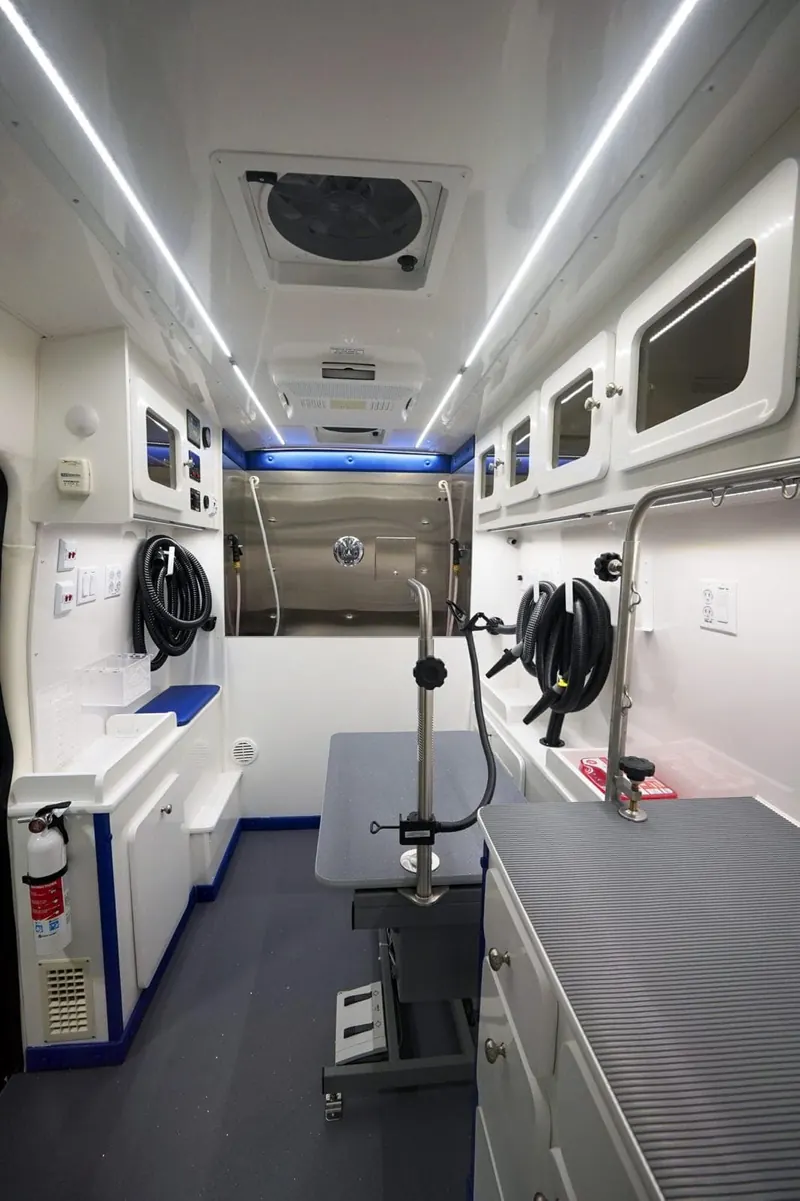 State-of-the-art mobile grooming van interior